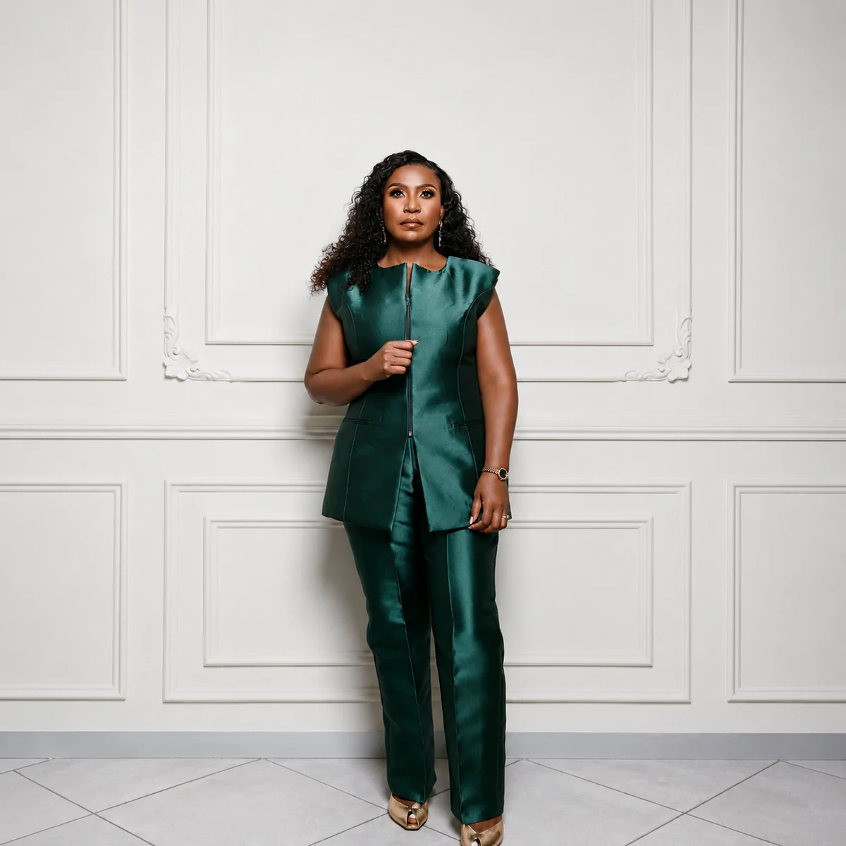Emerald Front-Zip Signature Suit, Tailoring